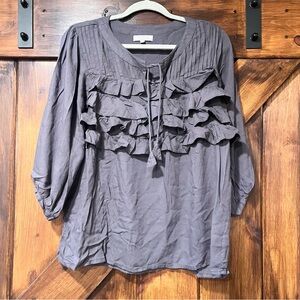 World Market Ruffle Front Blouse